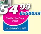 Castle Lite Cans-6x500ml Each