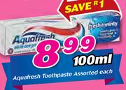 Aquafresh Toothpaste-100ml Each