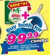 Sunbeam Steam & Dry Iron(MSI-600) + Ariel Hand Washing Powder-250g Combo