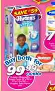 Huggies Disposable Nappy 22's/30's/32's/34's/36's Pack + Huggies Baby Wipes Combo