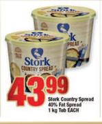 Stork Country Spread 40% Fat Spread Tub-1Kg Each