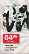 Savanna Dry/Light/Dark Cider NRB-6x330ml