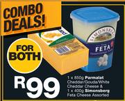 Parmalat Cheddar/Gouda/White Cheddar Cheese 850g And Simonsberg Feta Cheese Assorted 400g