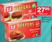 I&J Beefers Beef Patties Assorted-500g Each