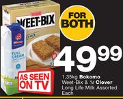 Bokomo Weet-Bix 1.35Kg & 1L Clover Long Life Milk Assorted-Each