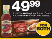 Wellington's Tomato Sauce 375ml & Mama's Frozen Pies Assorted 1x6's