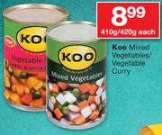 Koo Mixed Vegetables/Vegetable Curry-410/420g Each