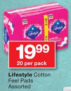 Lifestyle Cotton Feel Pads Assorted- 20 Per Pack