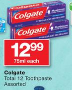 Colgate Total 12 Toothpaste Assorted-75ml Each