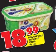 Sunshine D Lite Medium Fat Spread-1kg Tub