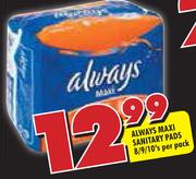 Always Maxi Sanitary Pads 8/9/10-Per Pack