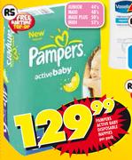 Pampers Active Baby Disposable Nappies Junior-44's/Maxi-48's/Maxi Plus-50's/Midi-52's Per Pack