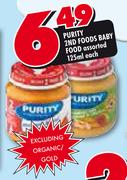 Purity 2nd Foods Baby Food Assorted- 125ml Each