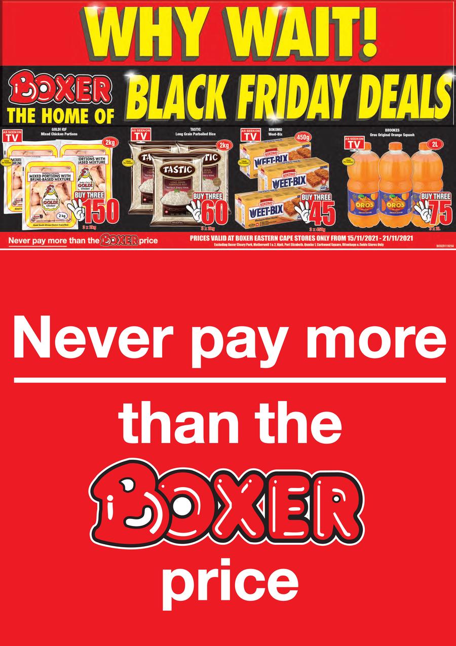 Boxer Super Store Eastern Cape : Black Friday Deals (15 November - 21 November 2021), page 1