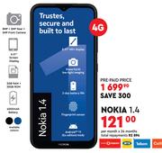 Nokia 1.4 4G- Per Month x 24 Months