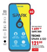 Tecno Spark 6 Go 4G- Per Month x 24 Months
