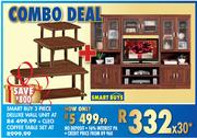 Smart Buy 3 Piece Deluxe Wall Unit + Cleo Coffee Table Set