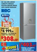 KIC Metallic Bottom Freezer Fridge With Water Dispenser - 346 Ltr (Gross)