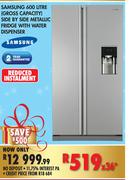 Samsung Side By Side Metallic Fridge With Water Dispenser - 600 Ltr (Gross Capacity)