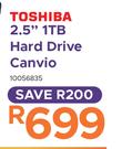 Toshiba 2.5" 1TB Hard Drive Canvio