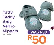 Tatty Teddy Grey Velcro Slippers