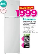 Hisense 220Ltr White Top Freezer/Fridge H220TWH