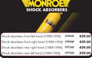 Monroe Shock Absorbers Rear Right Hand 1988-1996(GT7242) For Toyota Corolla