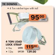 Tie Downs 4 Ton Ratchet Type With Tail