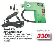 Auto Kraft 5 In 1 12V Air Compressor FED.COMP5IN1-Each