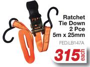 Ratchet Tie Down 2 Pce 5m x 25mm FED.LB147A-Each