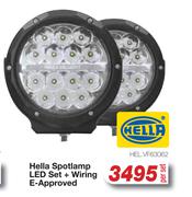 Hella Spotlamp LED Set + Wiring E Approved HEL.VF63062-Per Set