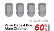 Valve Caps 4 Pce Alum Chrome FED.AP0272CH-Per Set