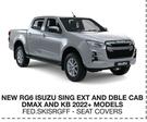 Skinz Custom Fit Seat Covers For New RG6 Isuzu Sing Ext & DBL Cab Dmax & KB 2022+Models FED.SKISRGFF