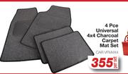 4 Pce Universal  4 x 4 Charcoal Carpet Mat Set CAR.VFM4X4-Per Set