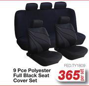 9 Pce Polyester Full Black Seat Cover Set FED.TY1809-Per Set