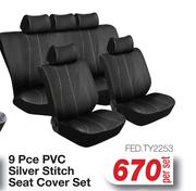  9Pce PVC Silver Stitch Seat Cover Set FED.TY2253-Per Set