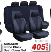 AutoKraft 9Pce Black Seat Cover Set FED.SC1881-Per Set