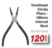 Tomi Hawk Circlip Pliers 180mm Internal Bent FED.AKT73332-Each