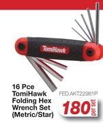 16Pce TomiHawk Folding Hex Wrench Set (Metric/ Star)FED.AKT22981P-Per Set