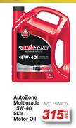 Auto Zone Multigrade 15W-40, Motor Oil AZC.15W405L-5Ltr Each
