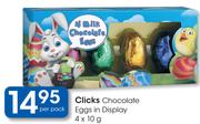 Clicks Chocolate Eggs In Display-4x10g Per Pack