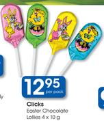 Clicks easter Chocolate Lollies-4x10g Per Pack