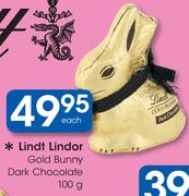 Lindt Lindor Gold Bunny Dark Chocolate-100g Each