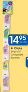 Clicks Strip Of 5 Chocolate Bunnies-Per Strip