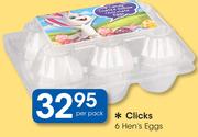 Clicks 6 Hen's Eggs-Per Pack