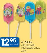 Clicks 4 Easter Milk Chocolate Lollies-40g Per Pack