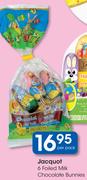 Jacquot 6 Foiled Milk Chocolate Bunnies-Per Pack