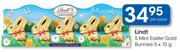 Lindt 5 Mini Easter Gold Bunnies-5x10g Per Pack
