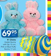 Clicks Easter Bunny With Zip 13cm/Pink Or Blue Fluffy Bunny 17cm-Each