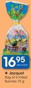 Jacquot Bag Of 6 Foiled Bunnies-75g Per pack